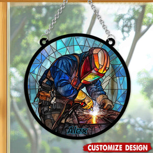 Yes I Know I'm On Fire Let Me Finish-Personalized Welding Suncatcher Ornament, Gift For Welders