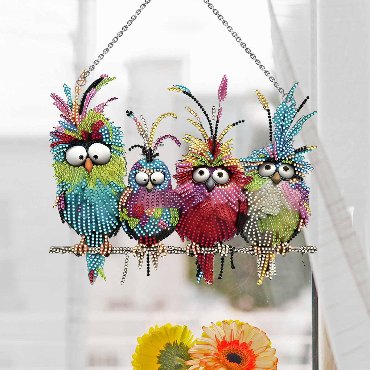 Diamond- Art Hanging Kit - Special Shaped Rhinestone 5D Window Ornament - Gift For Bird Lovers