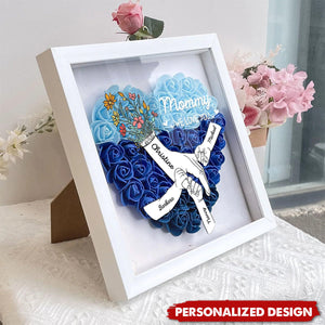 Mom Hands Holding We Love You-Personalized Flower Shadow Box with LED Light