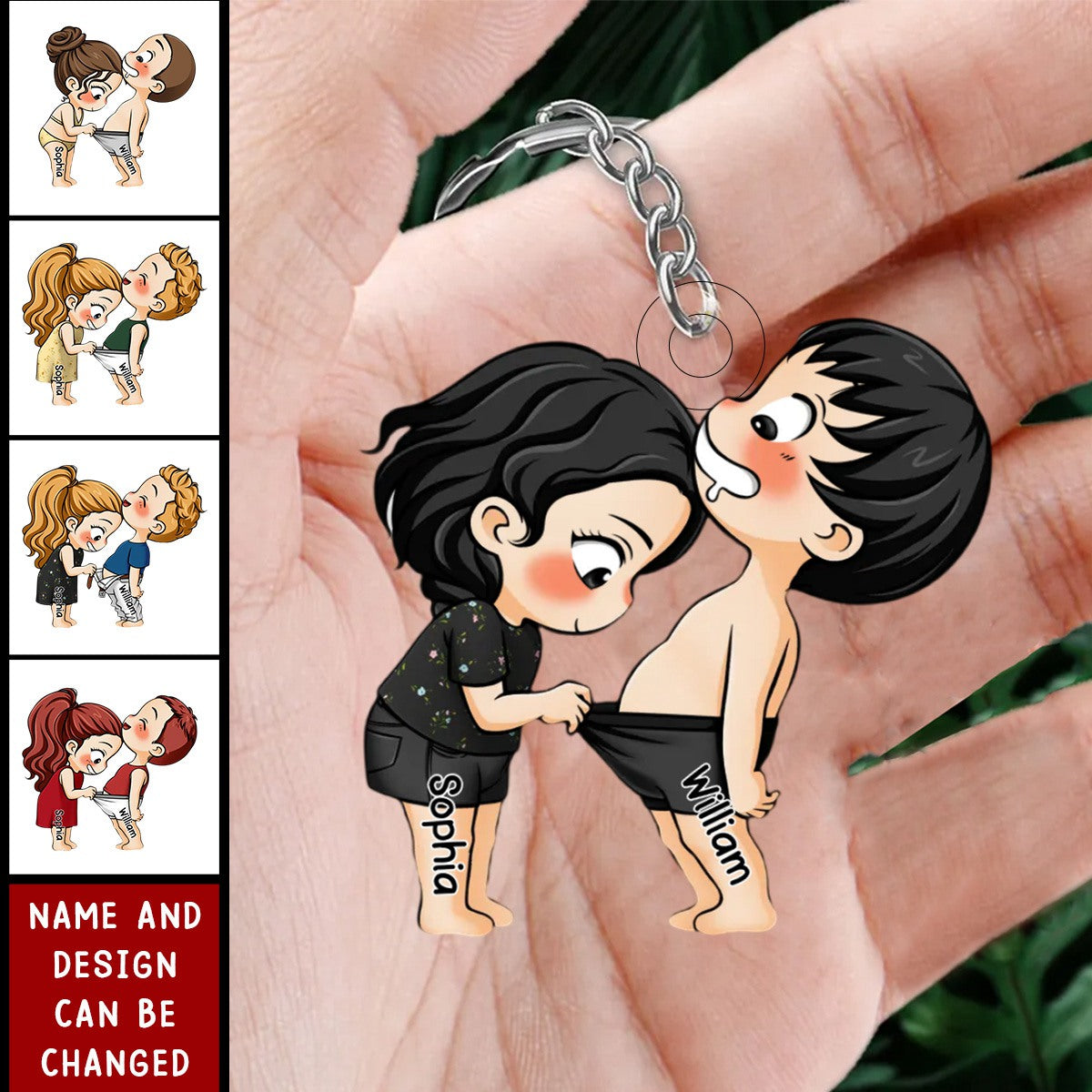 Personalized couple doll  Acrylic Keychain-Gift For Husband Wife, Anniversary