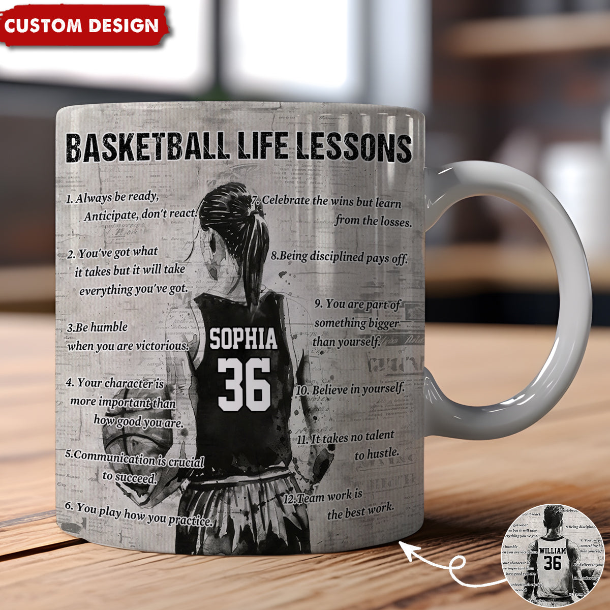 Personalized Basketball Boy Girl Life Lessons Mug-Gift For Basketball Lovers