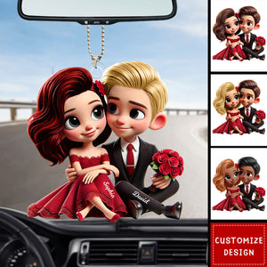 Romantic Elegant Valentine Couple Personalized Car Ornament-Gift For Couple