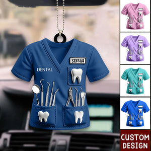 Personalized Dental Uniform Acrylic Car Ornament