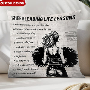 Personalized Cheerleading Life Lessons Girl Pillow-Gift For Cheerleading Lovers