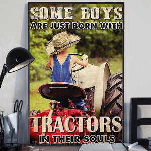 Some Boys Are Just Born With Tractors In Their Souls-Poster Gift For Tractor Lovers