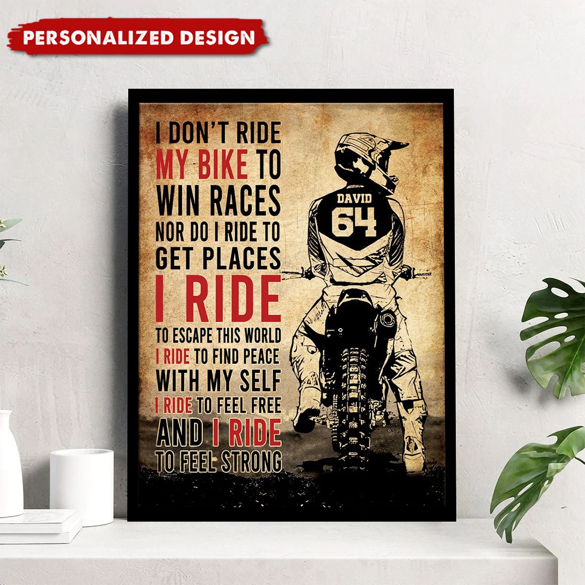 Motocross Name & Number-Personalized Poster-Gift For Motocross Lover