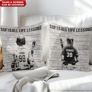 Gift For Softball Lovers-Personalized Softball Life Lessons Pillow