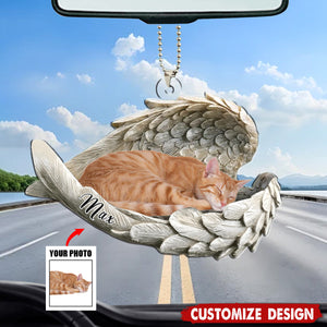 In Angel Wings - Personalized Memorial Car Ornament, Gift For Pet Lovers