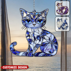 Personalized Cat Window Hanging Suncatcher Ornament - Gift For Cat Lovers