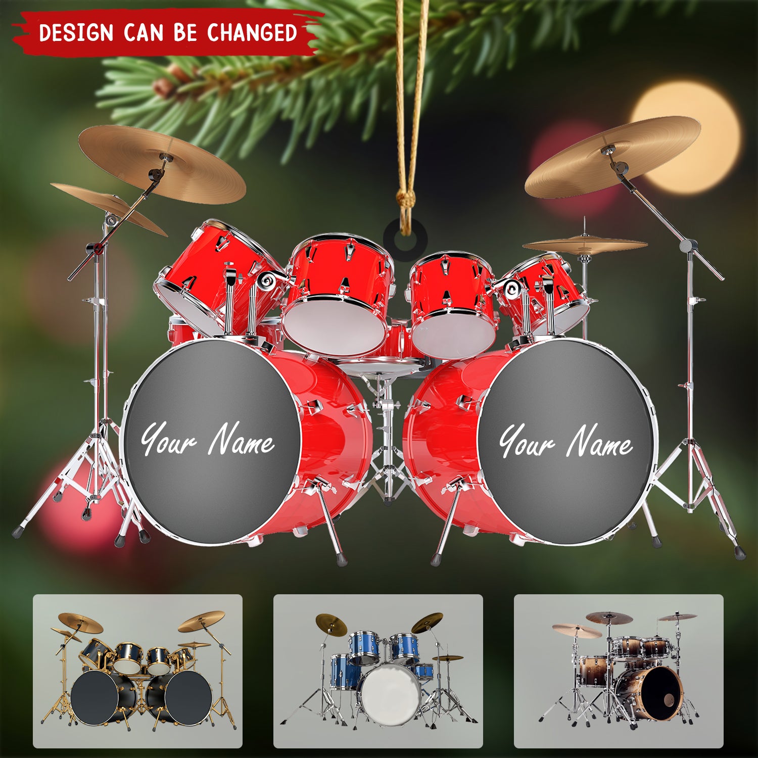 Drums Styles Colorful Drums Personalized Christmas Ornament - Gift For Drummer