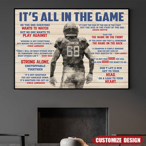 It's All In The Game - Personalized American Football Poster- Gift For American Football Lovers