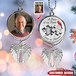 2024 New Release Custom Photo A Piece Of My Heart Lives In Heaven - Personalized Memorial Charm Angel Wings Ornament