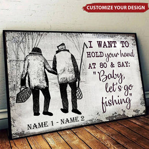 Baby, Let's Go Fishing Horizontal Poster - Gift For Couple, Fishing Lovers