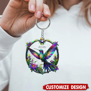 Beautiful Hummingbird - Personalized Bird Acrylic Keychain