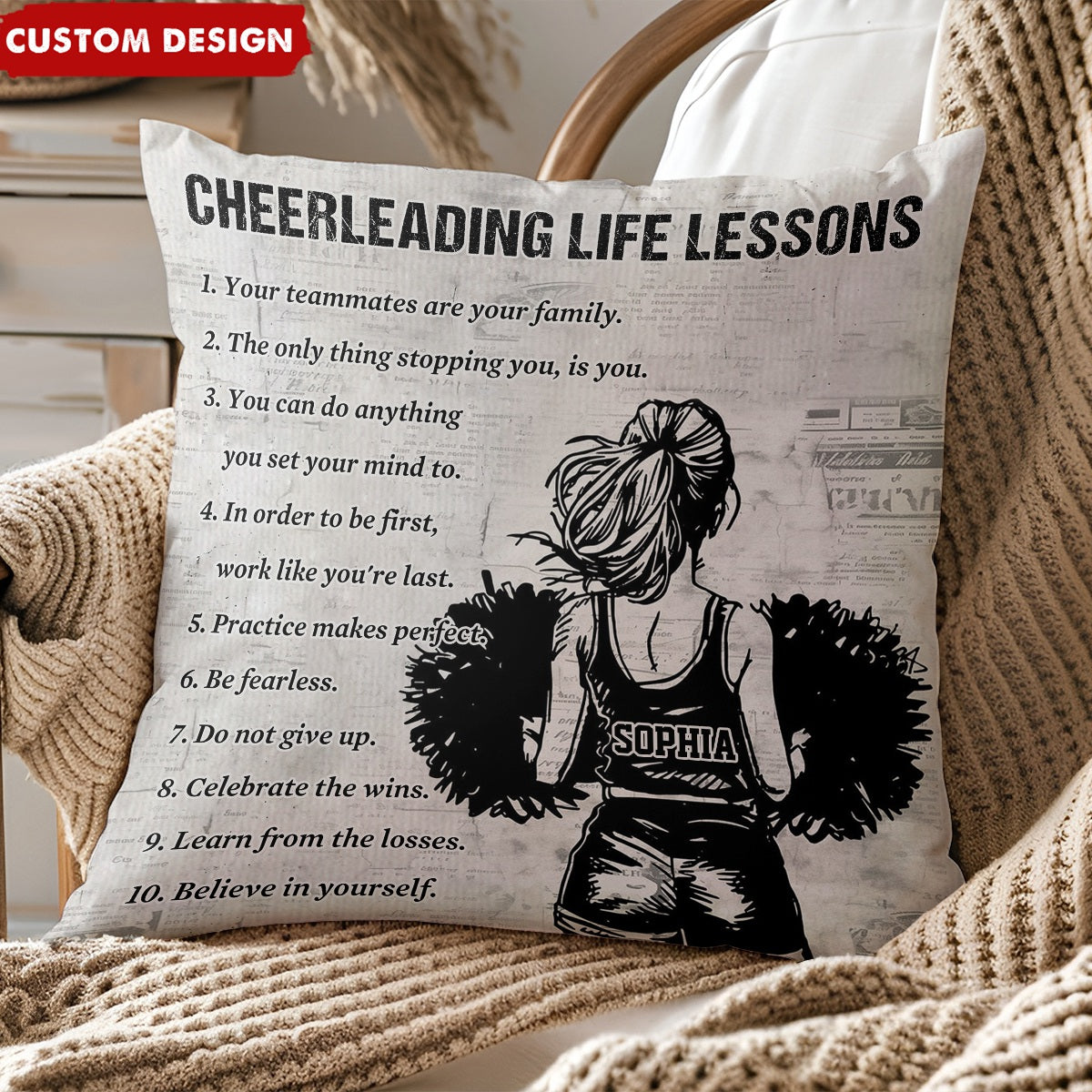 Personalized Cheerleading Life Lessons Girl Pillow-Gift For Cheerleading Lovers