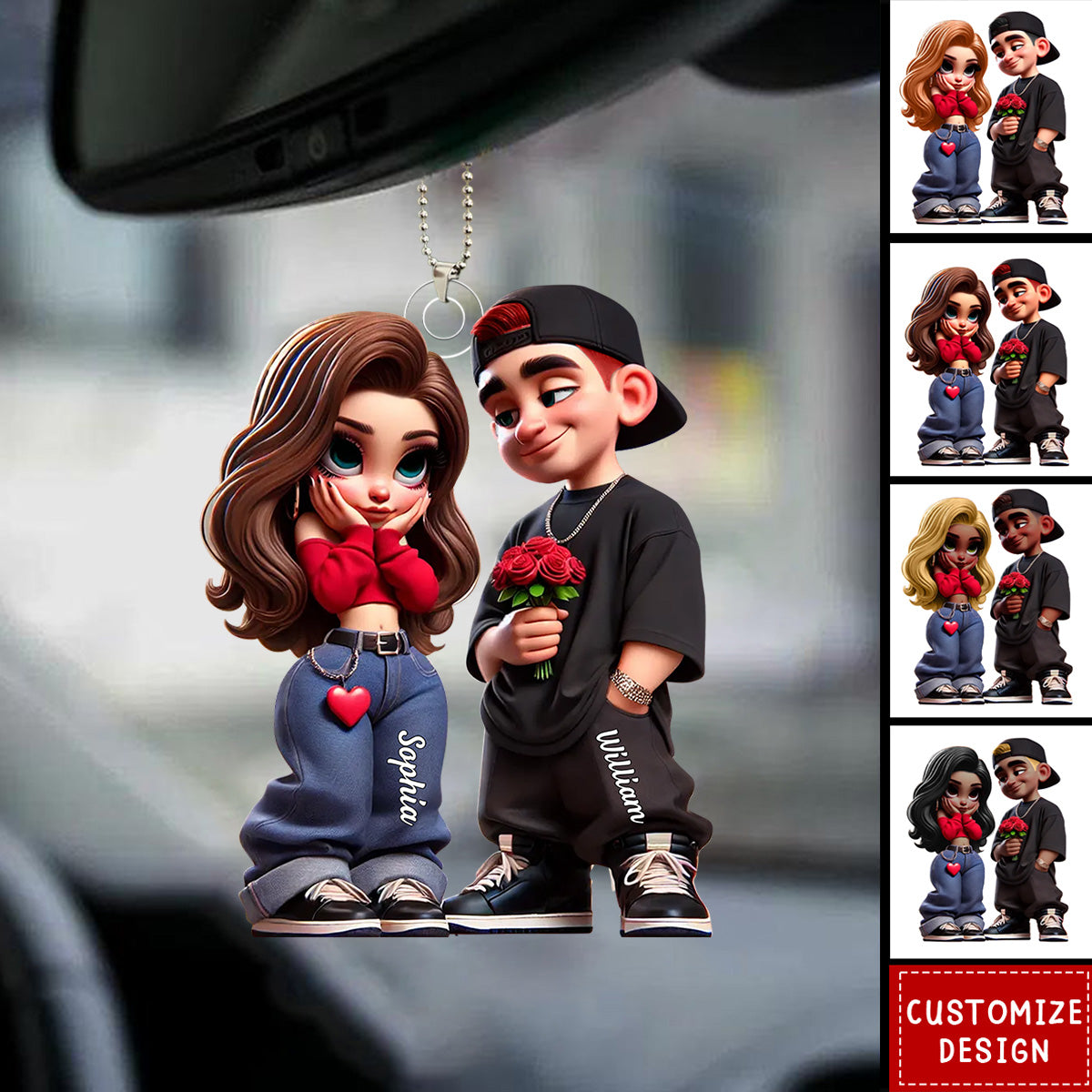 Y2K Couple-Personalized Car Ornament-Gift For Couple