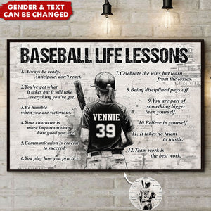 Personalized Baseball Life Lessons Poster - Gift For Baseball Lovers