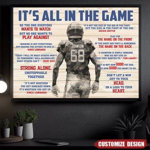 It's All In The Game - Personalized American Football Poster- Gift For American Football Lovers