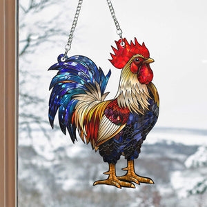 Rooster Window Hanging Suncatcher Ornament Gift For Chicken Lover