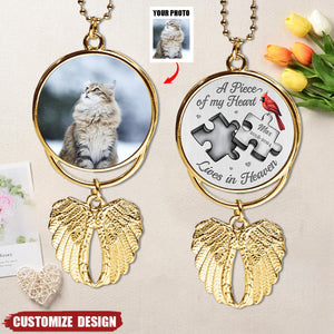 2024 New Release Custom Photo A Piece Of My Heart Lives In Heaven - Personalized Memorial Charm Angel Wings Ornament