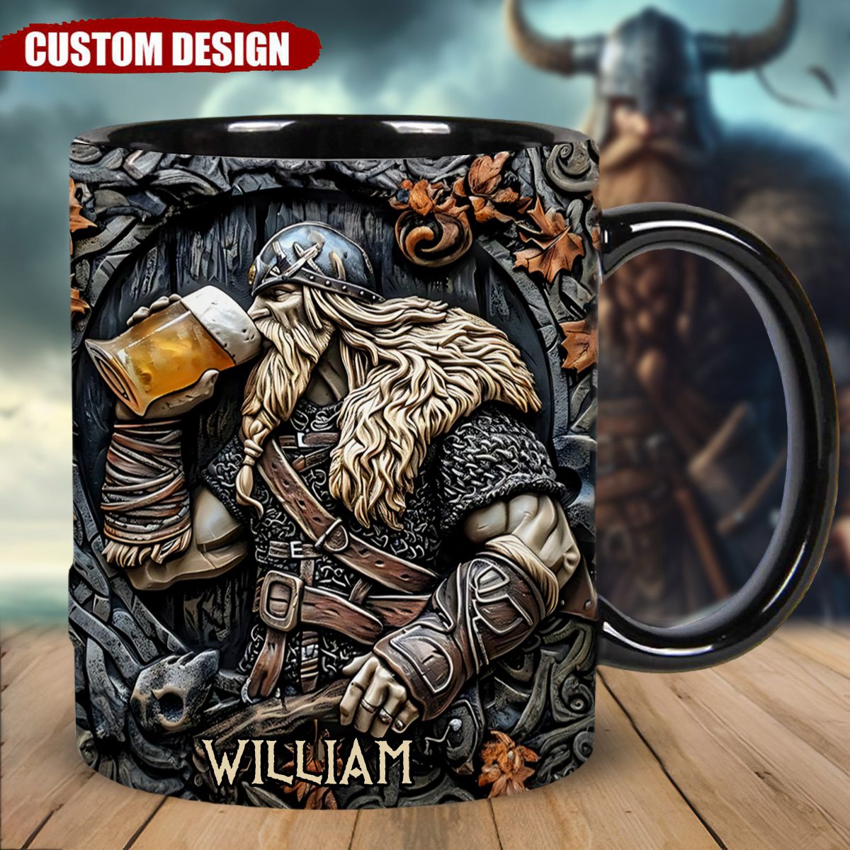 Viking Warrior Drinking Legend Raise Your Horn - Personalized Viking Mug