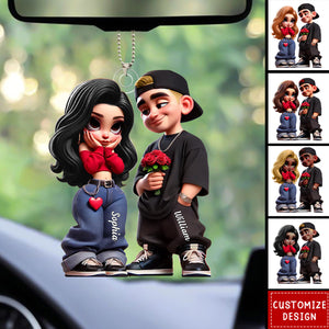 Y2K Couple-Personalized Car Ornament-Gift For Couple