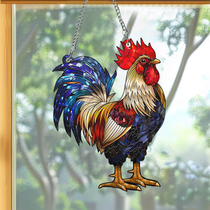 Rooster Window Hanging Suncatcher Ornament Gift For Chicken Lover