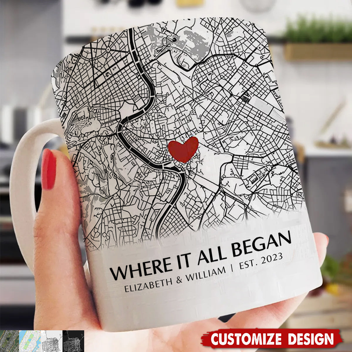 Where It All Began - Map Personalized Couple Mug - Gift For Husband,Wife,Anniversary