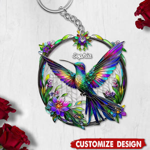 Beautiful Hummingbird - Personalized Bird Acrylic Keychain