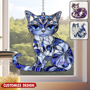 Personalized Cat Window Hanging Suncatcher Ornament - Gift For Cat Lovers