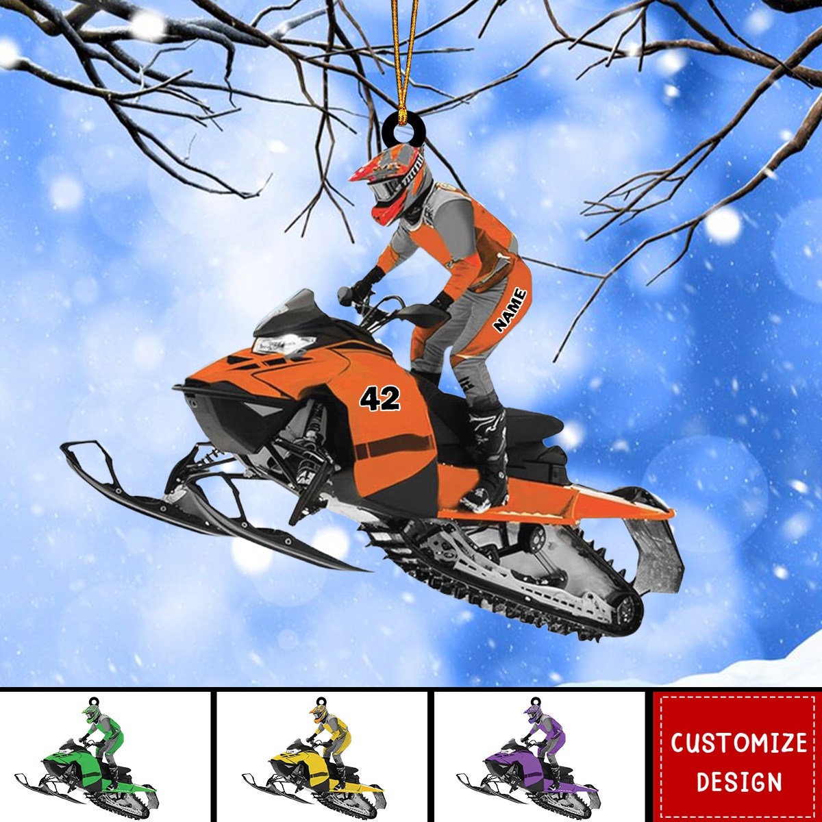 2024 New Release Personalized Snowmobile Acrylic Christmas Ornament Gift For Snowmobile Lovers