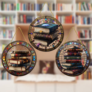 Book Stack Personalized Window Hanging Suncatcher