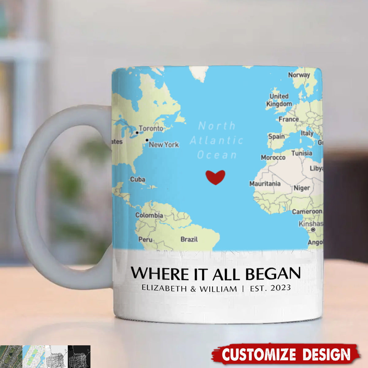 Where It All Began - Map Personalized Couple Mug - Gift For Husband,Wife,Anniversary