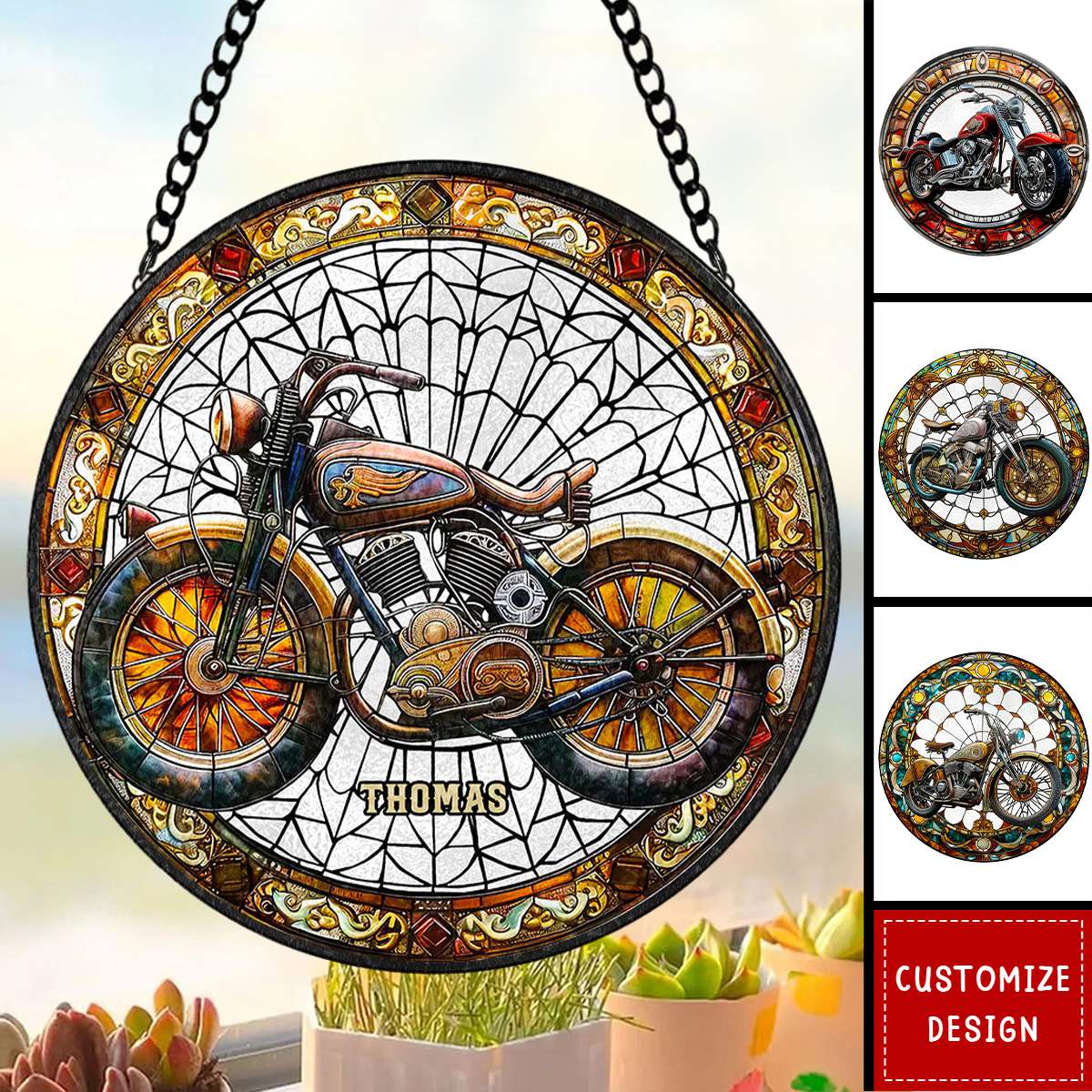 Personalized Motorcycle Suncatcher Ornament - Gifts For Motorcycle Lover