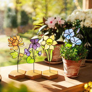 Stained Glass Flower - Birth Flower Garden Decor - Gift For Mom,Grandma