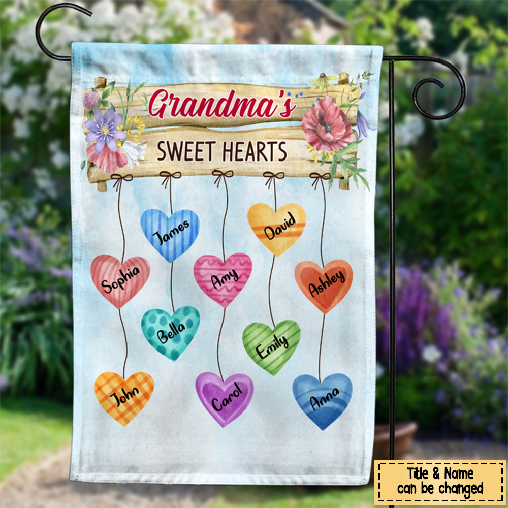 Gift Grandma's Heart Hanging Sign Personalized Flag