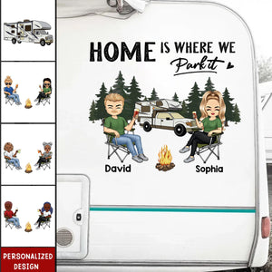 Camping Partners For Life Doll Couple Sitting-Personalized RV Decal-Gift For Camping Lovers