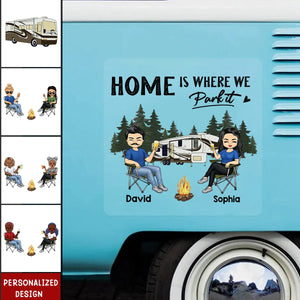 Camping Partners For Life Doll Couple Sitting-Personalized RV Decal-Gift For Camping Lovers