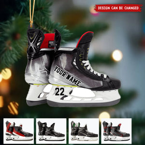 Personalized Hockey Skates Acrylic Christmas Ornament