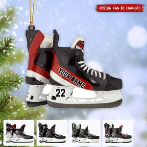 Personalized Hockey Skates Acrylic Christmas Ornament