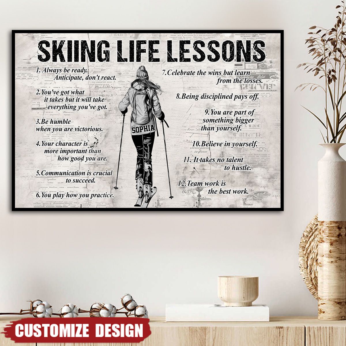 Personalized Skiing Life Lessons Poster-Gift For Skiing Lovers