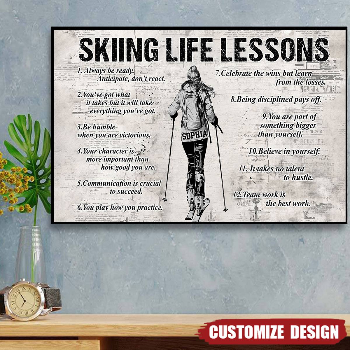 Personalized Skiing Life Lessons Poster-Gift For Skiing Lovers