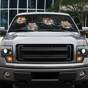 Custom Photo Cats Dogs Broken Glasses - Personalized Auto Sunshade