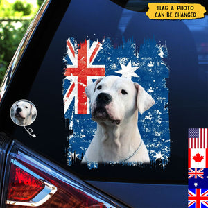 Personalized dog country flag printed decal  - gift for dog lovers