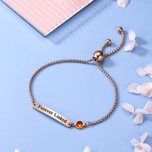 Personalized Engraved Bar Bracelet With Birthstone, Gift for Girlfriend, Mom, Auntie, Sister, Best Friend