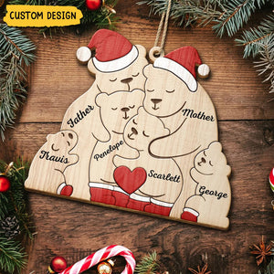 2024 New Release - Christmas Bear Family - Personalized Wooden Ornament