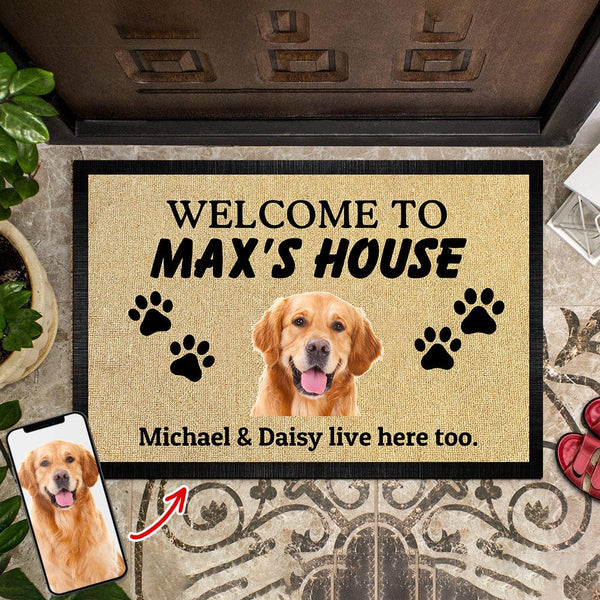 Custom Photo Welcome To Our Home Dog Doormat K228 HN590