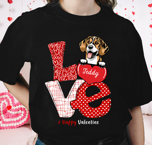 Happy Valentine Dog Personalized Shirt, Personalized Valentine Gift for Dog Lovers, Dog Dad, Dog Mom