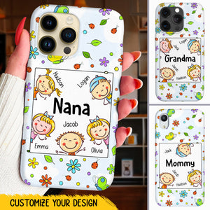 Nana Grandma Mommy Cartoon Happy Kids Personalized Phone Case