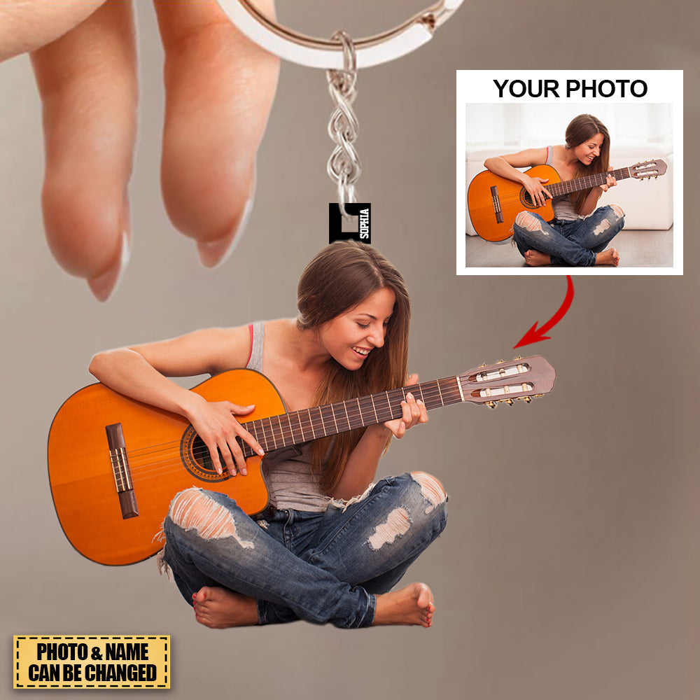 Personalized Guitar Lover Acrylic Keychain - Gift For Guitarist /Guitar Lover- Custom Your Photo